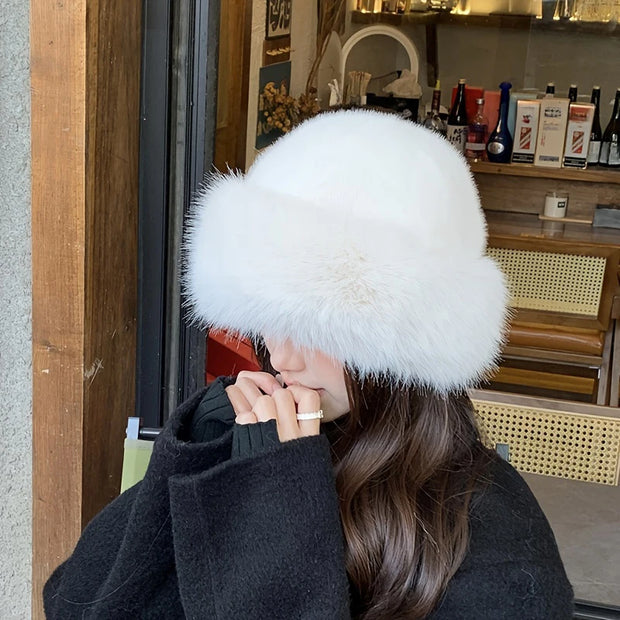 Gorro de lana peludo para invierno
