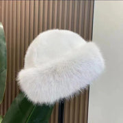 Gorro de lana peludo para invierno