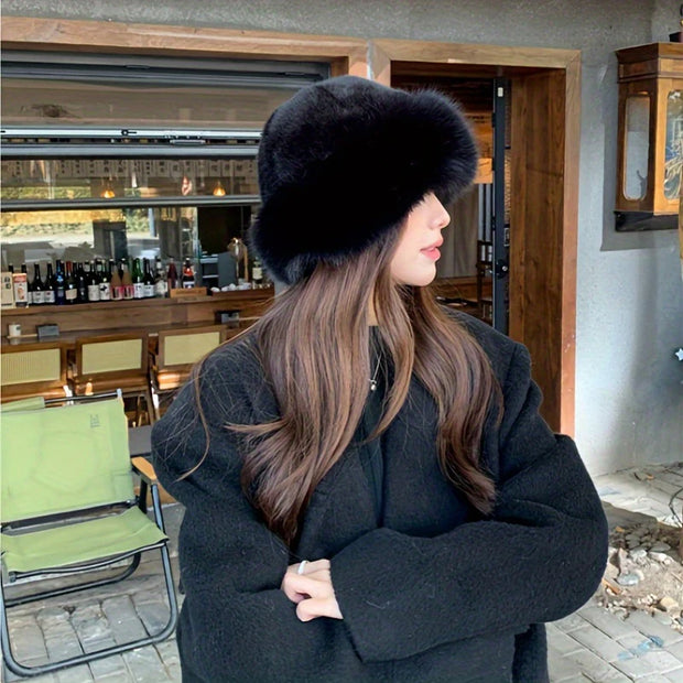 Gorro de lana peludo para invierno