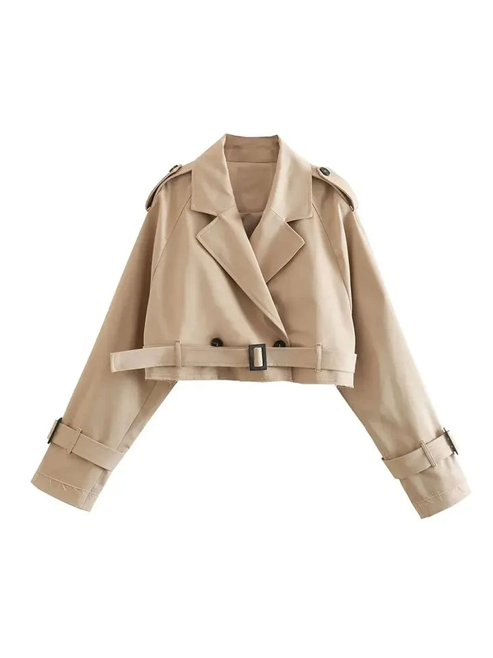 Chaqueta de Primavera Tipo Gabardina Corta con Cinturón - Kibal