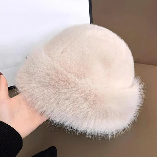 Gorro de lana peludo para invierno