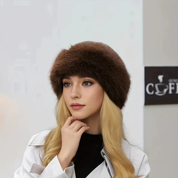 Gorro de lana peludo para invierno